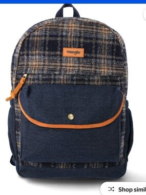 Wrangler Navy Backpack with Tan Trim